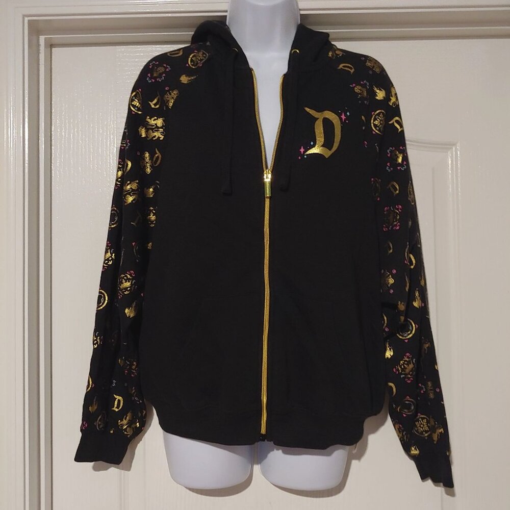 Disney Sleeping Beauty Castle Gold Full Zip Hoodie M Storybook Nostalgic